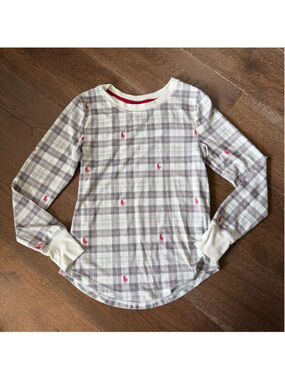 Polo Ralph Lauren Boys Plaid Long Sleeve Tee Pony Logo Cotton Small